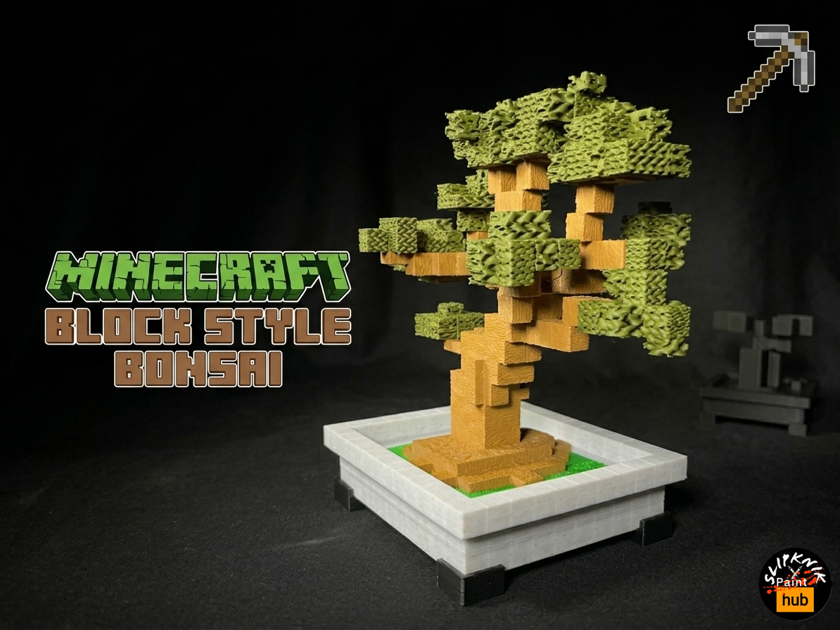 Minecraft Style Voxel Bonsai Tree