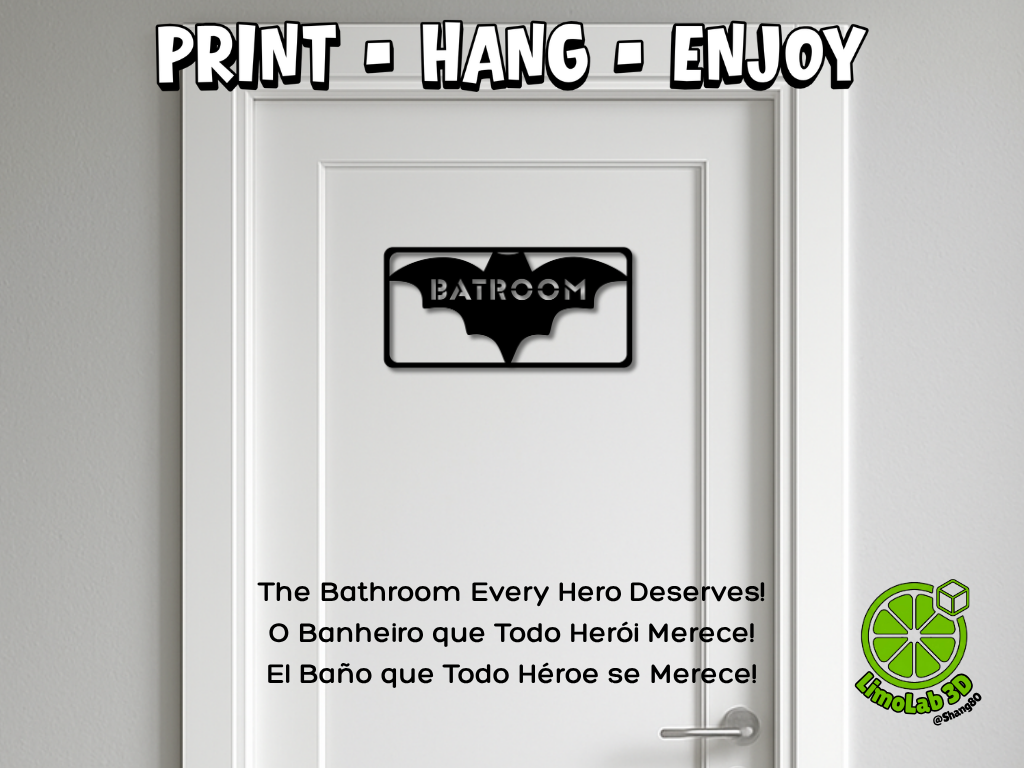 BATROOM | Bathroom Door Sign for Comic Fans
