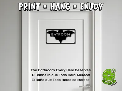 BATROOM | Bathroom Door Sign for Comic Fans