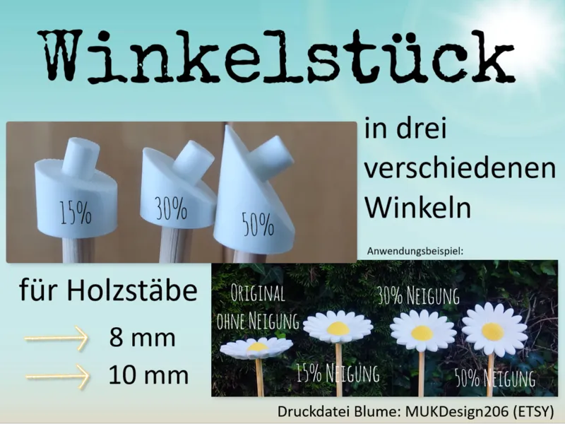 Winkel-Zwischenstück für Holzstab 8mm und 10mm