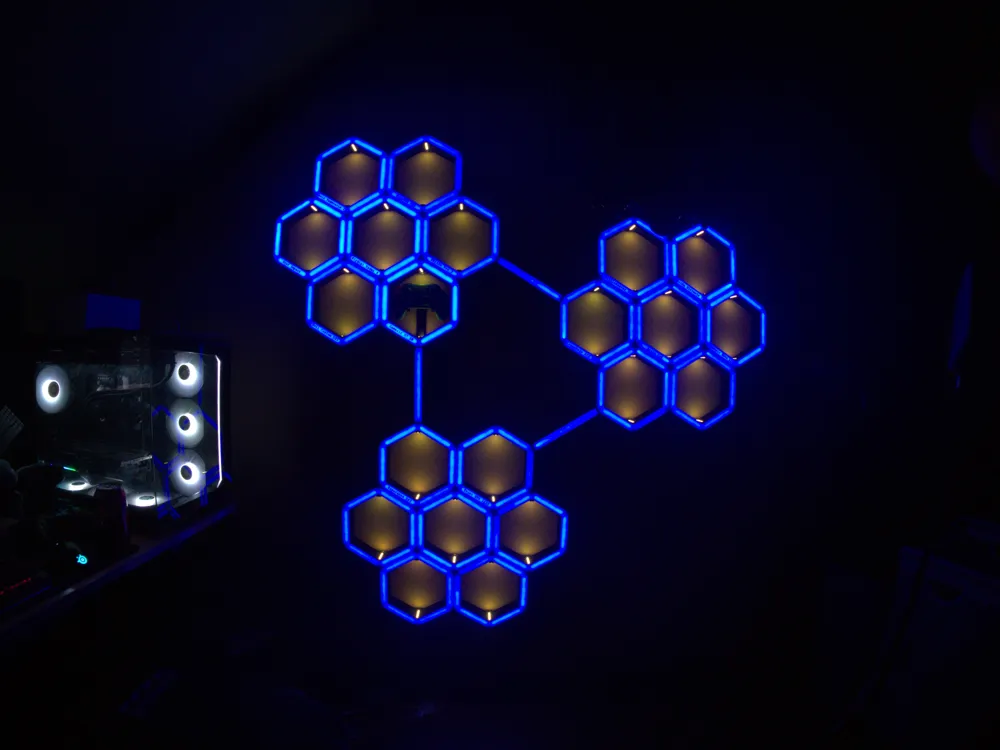 Hexagon LED display shelf - Free 3D Print Model - MakerWorld