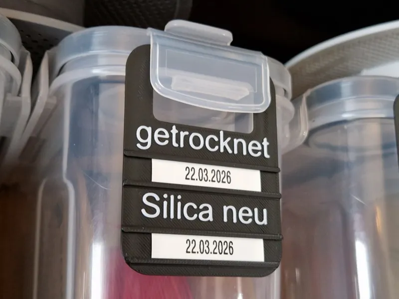 Beschriftungsplatte Filamentaufbewahrung Müslibox