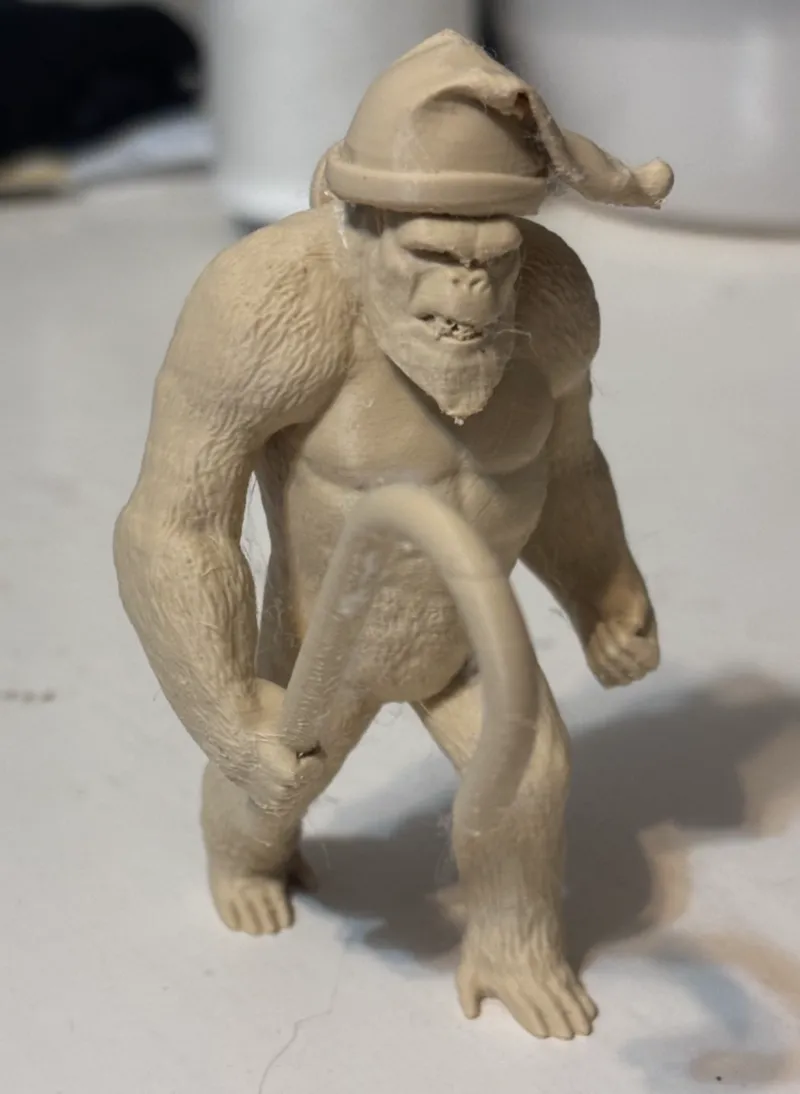 Christmas Gorilla - Holiday Ornament, Santa Hat