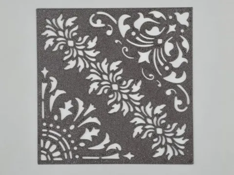 Letrero o emblema decorativo: Vintage Floral Filigree Corner Stencil — referencia de MakerWorld