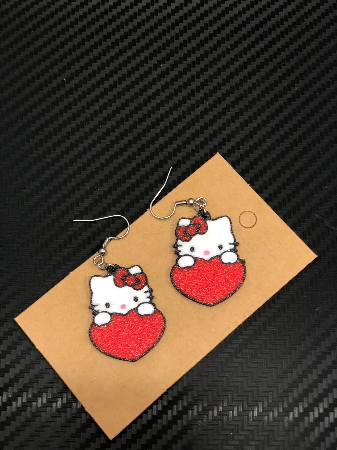 Hello Kitty heart earrings view 2