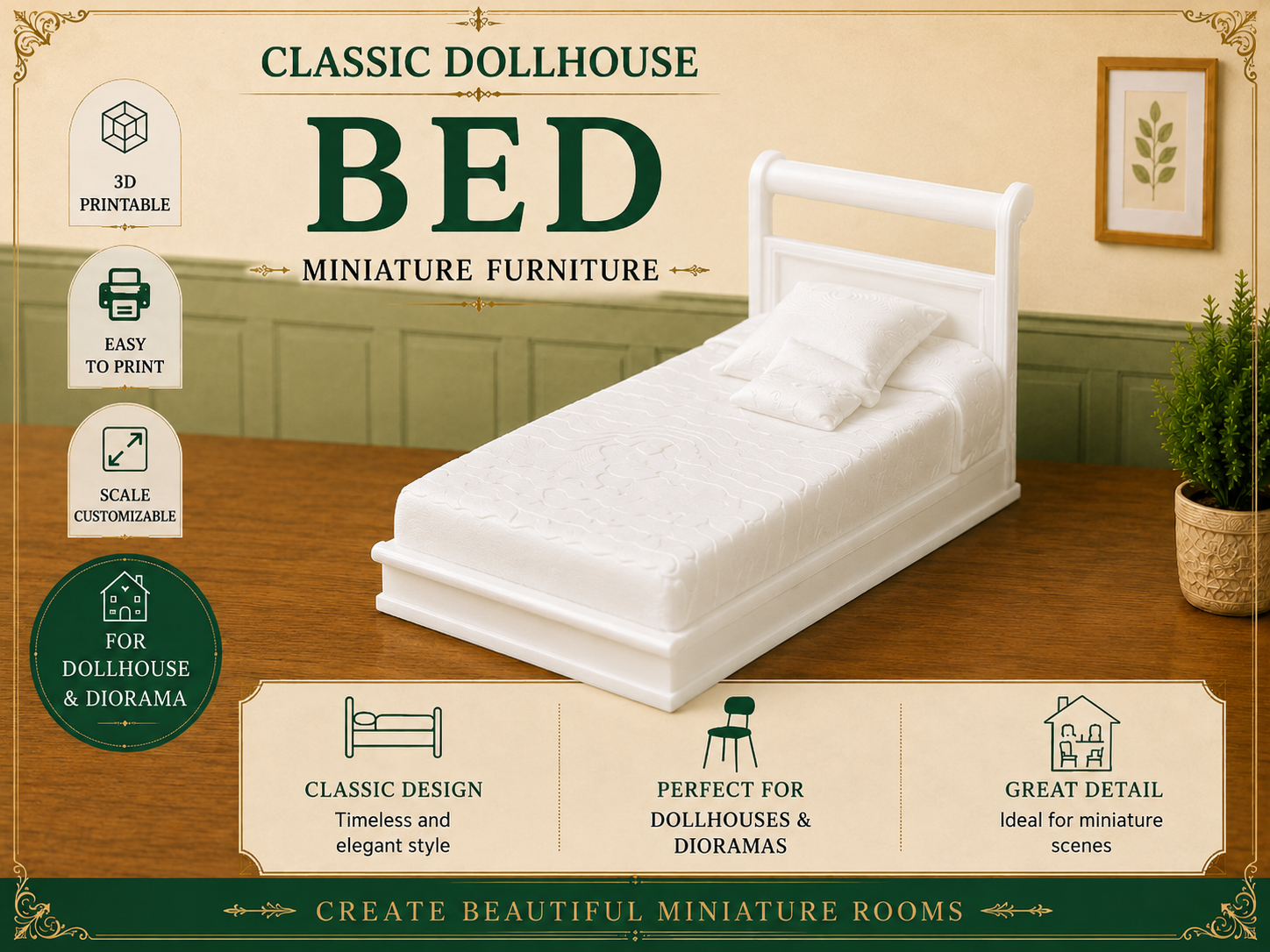 Classic Dollhouse Bed