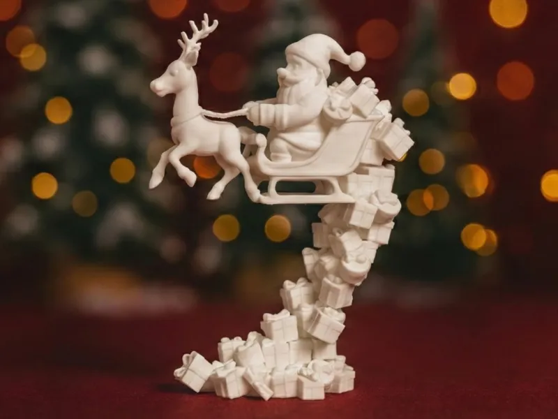 Flying Santa Gift Tower - Christmas Decor