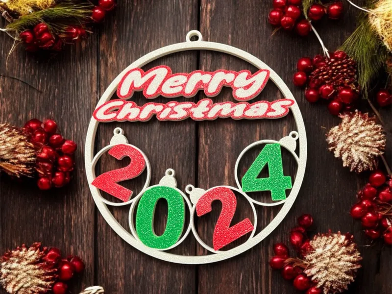 Merry christmas 2024 ornament 2 colors / 3 colors