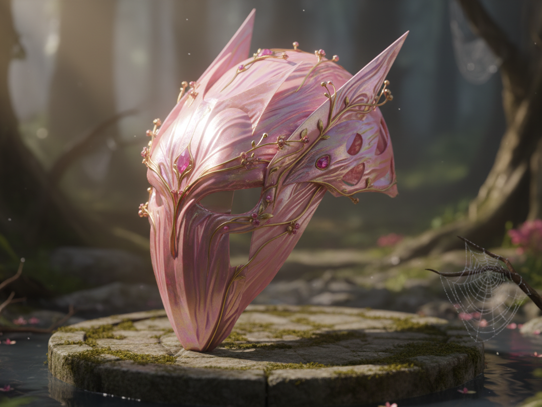 Pink Wooden Fairy Magic Forest Princess Mask