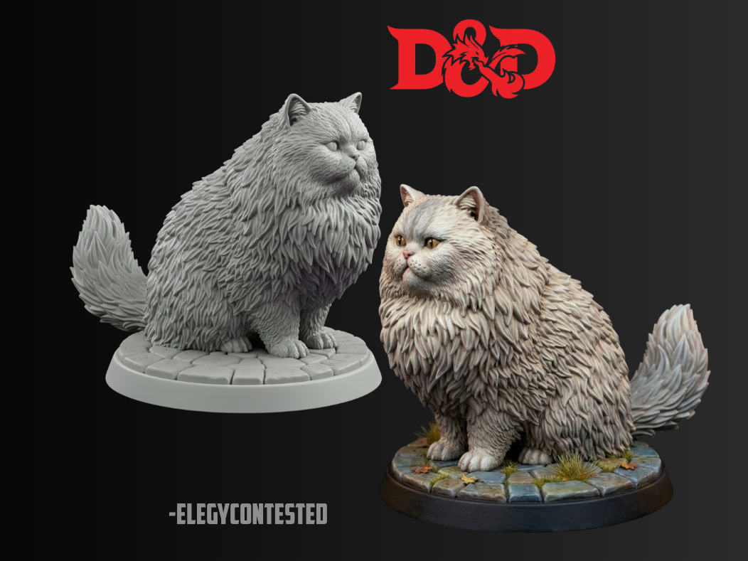DnD Ready - "Floofy" Cat Pet Miniature (23mm)