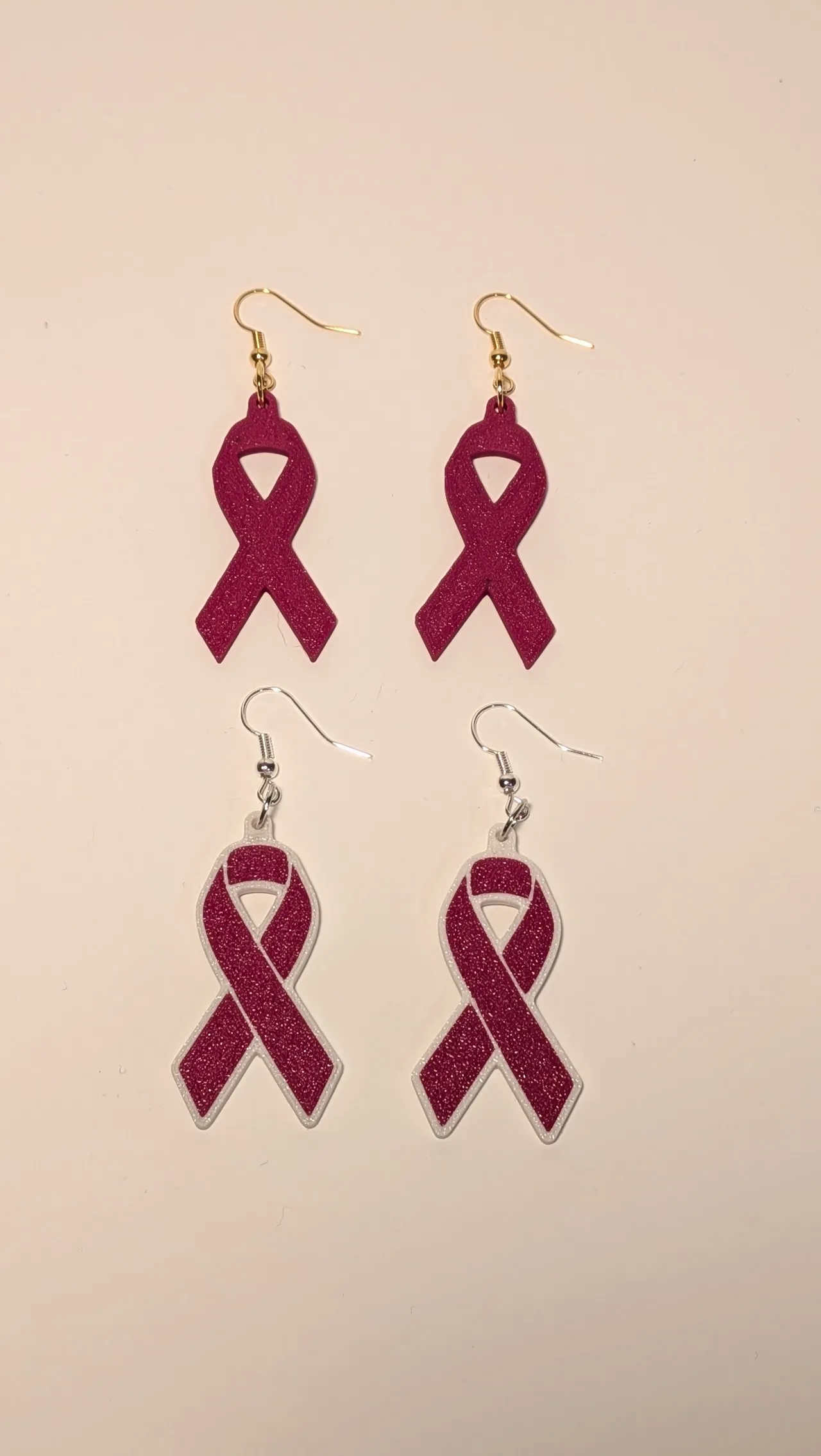 Ribbon Earrings - Pink October - Breast Cancer Aw. view 2