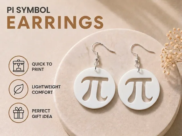 Pi symbol earrings 3.14cm math jewelry lightweight