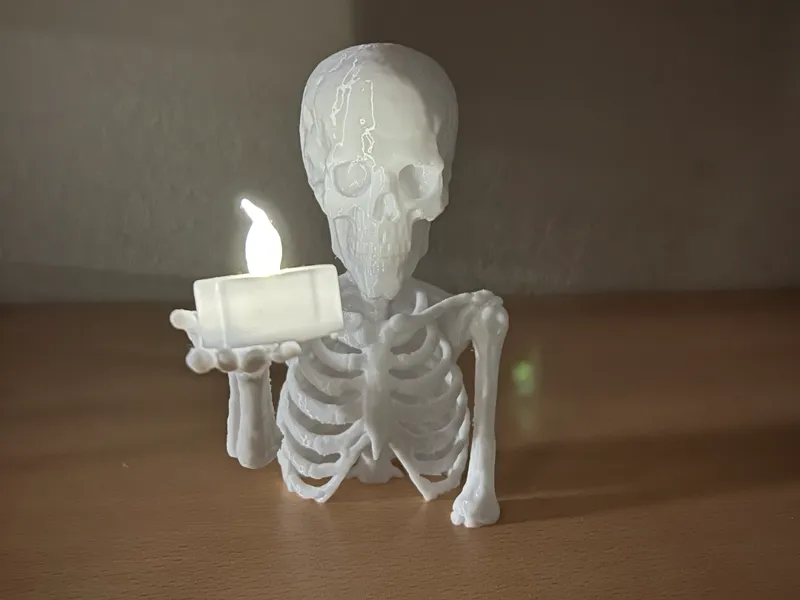 Halloween-Skelett mit Teelicht - Dekofigur