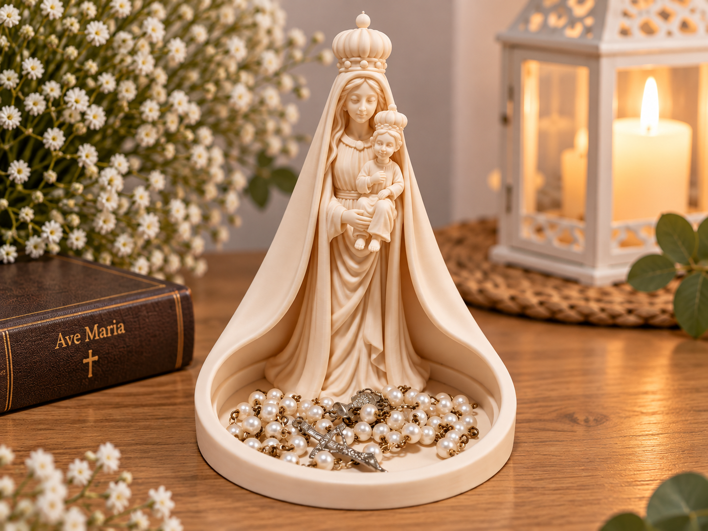 Virgin Mary & Baby Jesus Rosary Tray - 1