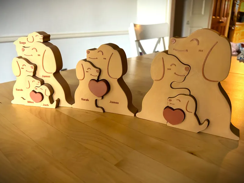 Dog Family Puzzle, Custom 2-5 Names Valentines