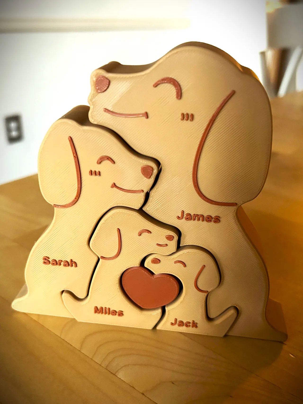 Dog Family Puzzle, Custom 2-5 Names Valentines view 3
