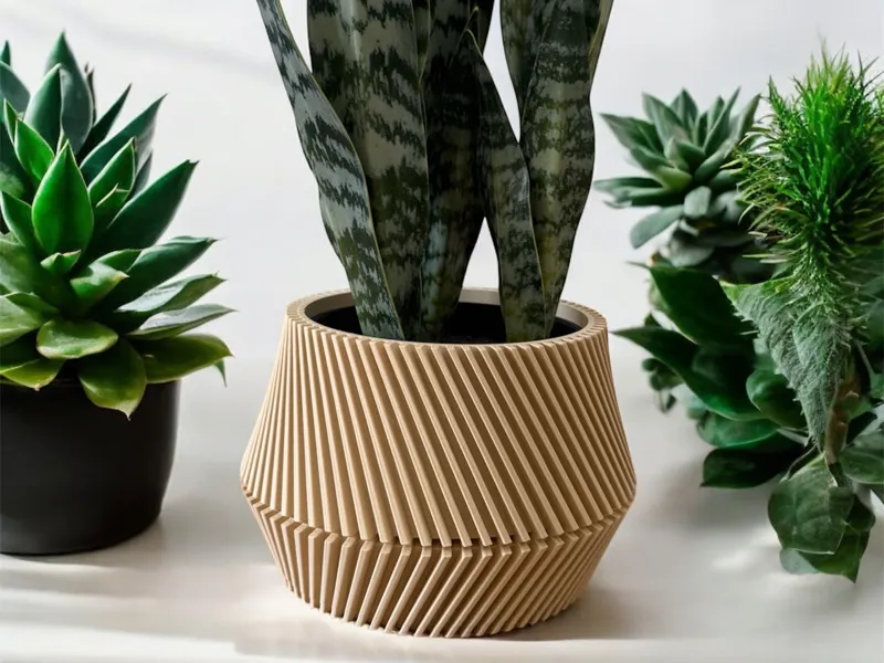 Modern Ribbed Plant Pot Vase