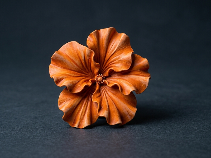 盛放朱槿花艺术胸针/Round Magnet - 1