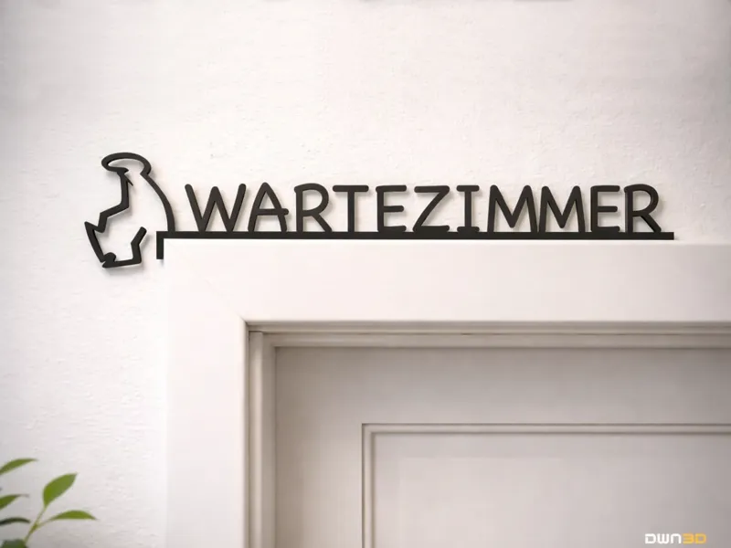 WARTEZIMMER | Türrahmen Schild