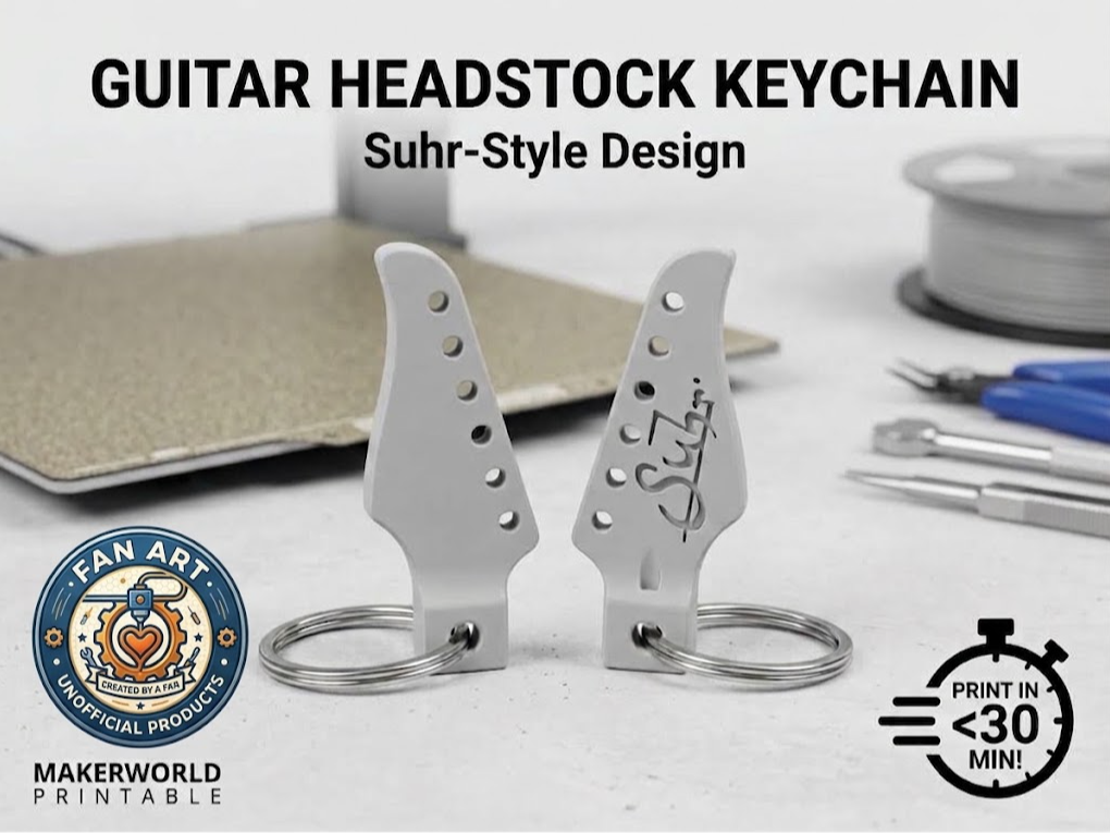 Suhr-Style Guitar Headstock Keychain (Fan Art) 3D model
