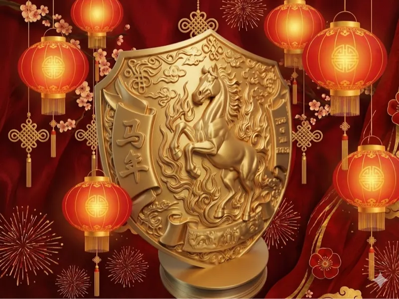 Year of the Horse 3D Print 马年纪念盾牌模型 Chinese Zodiac