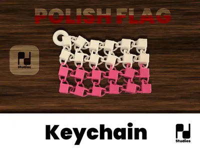 Articulated polish flag keychain