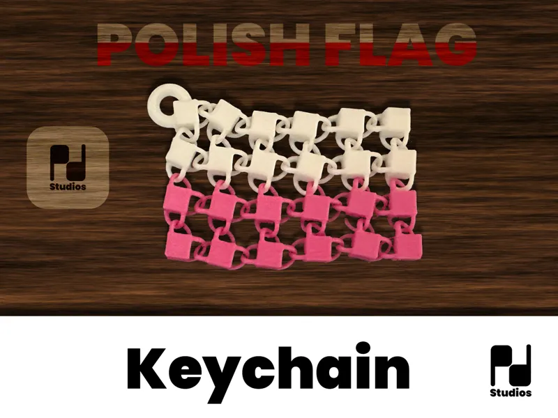 Articulated polish flag keychain