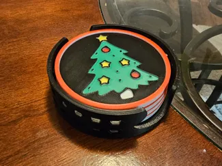 Jolly Holiday Coaster Set - 4 Coasters & Holder