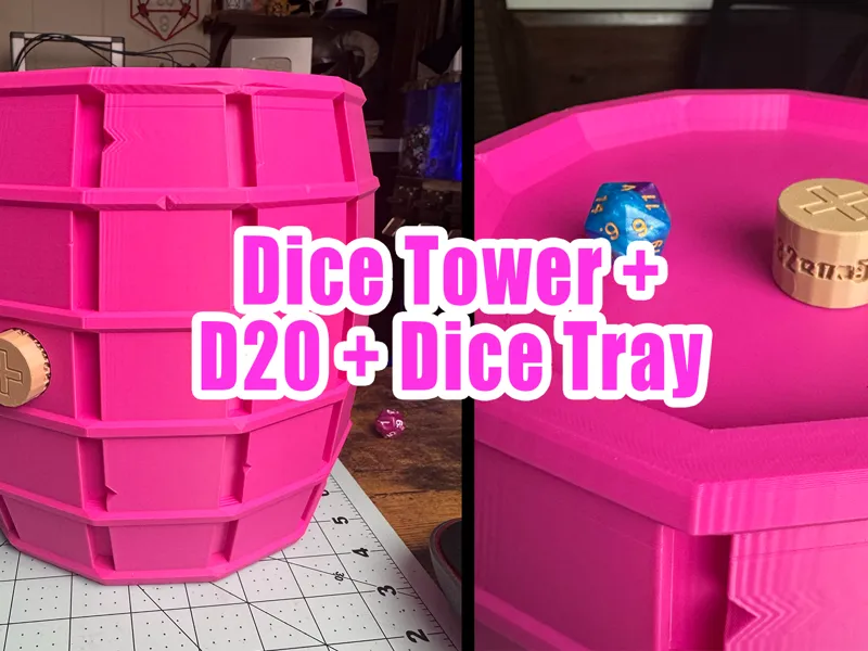 Barrel Dice Tower + Dice Tray + D20 Combo