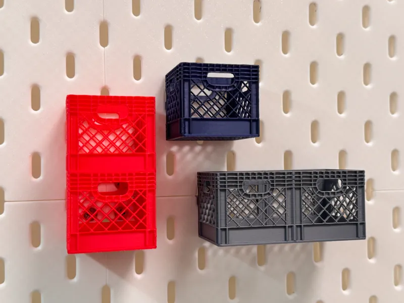 Ikea Skadis Mini Milk Crate -Bin tray Clips Holder
