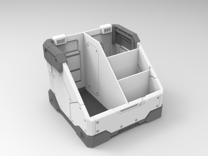 Miniatura 1 do modelo 3D 高达风格桌面收纳盒（无需AMS）