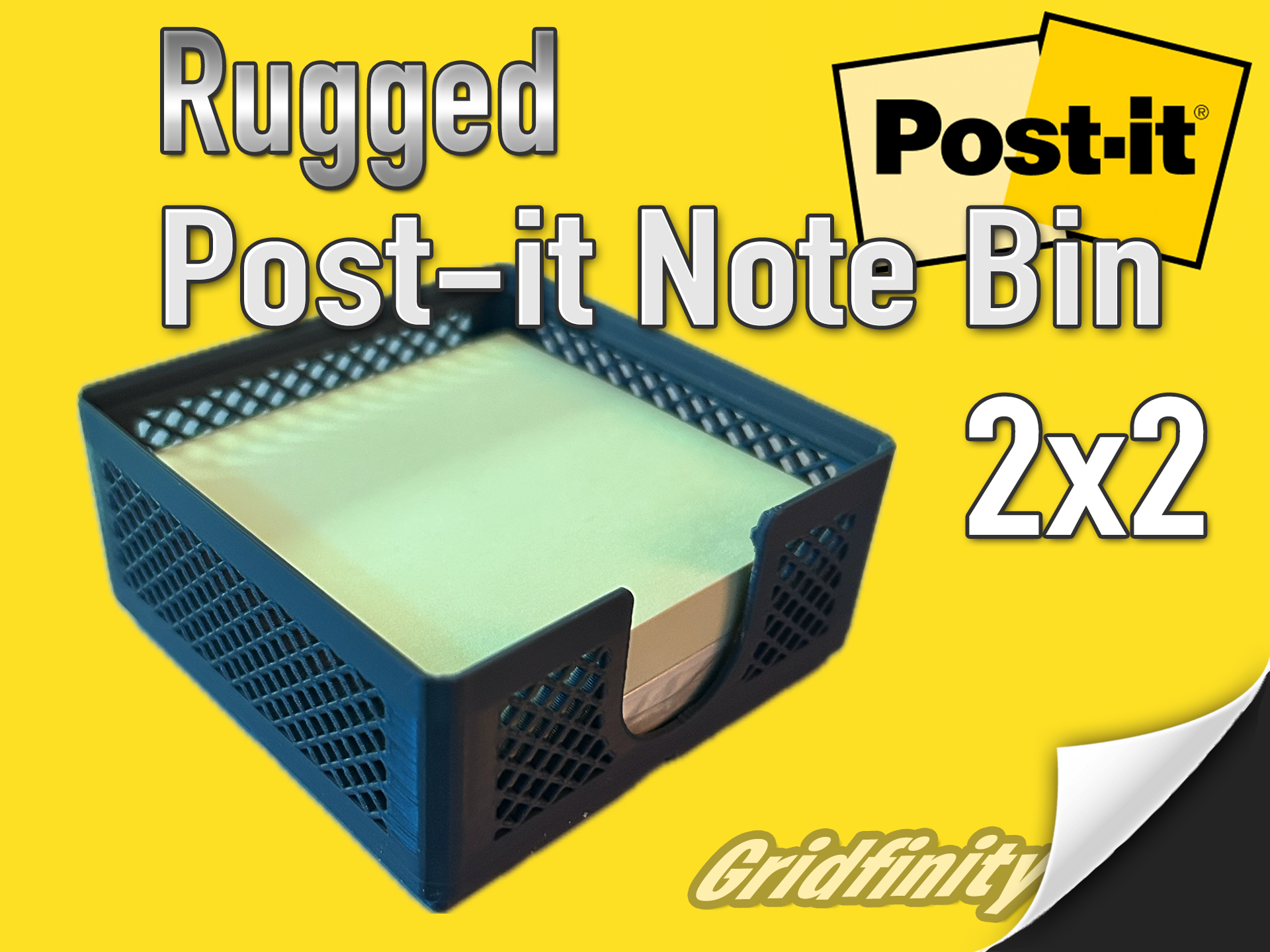 Rugged Post-it Note Holder - Gridfinity