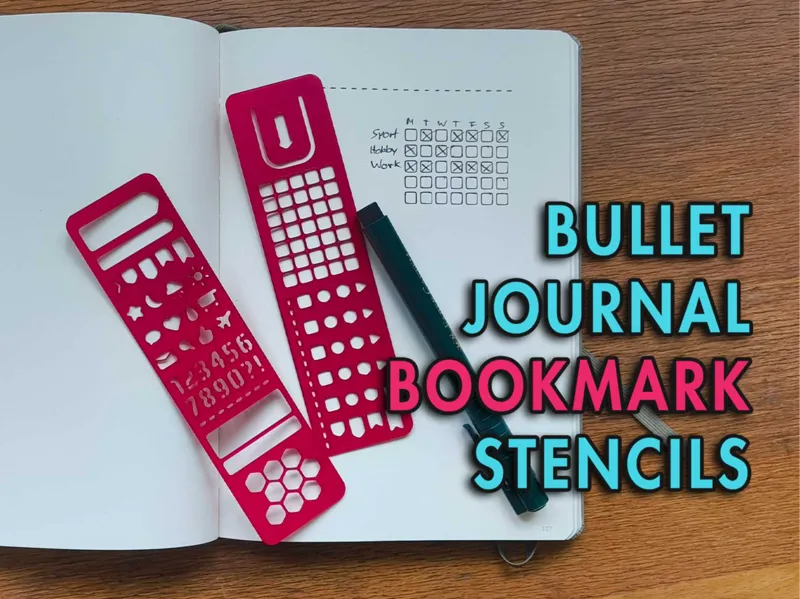 Bookmark Size Bullet journal Stencil - Set of 3