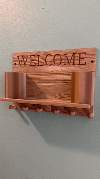 Wall mounted Wood Grain Shelf/Key hanger 