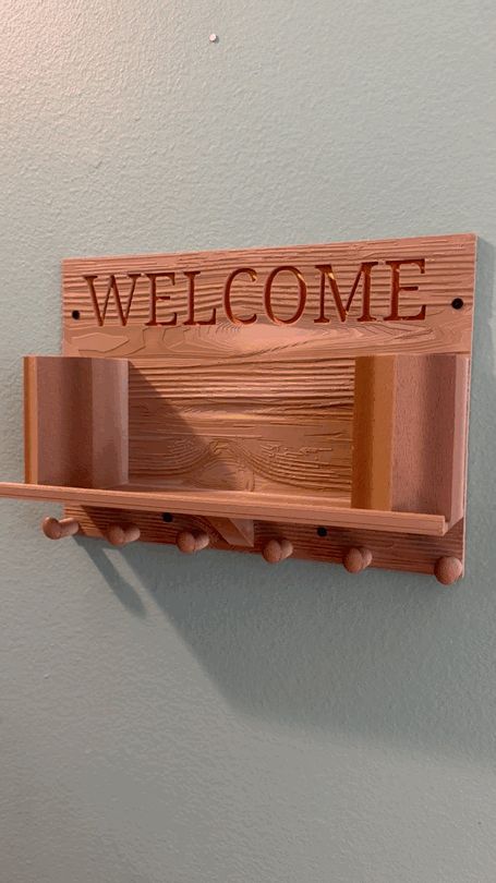Wall mounted Wood Grain Shelf/Key hanger