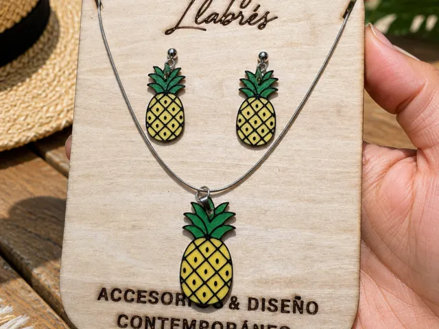 Conjunto pendientes y colgante - Piña