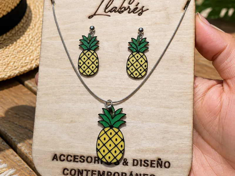 Conjunto pendientes y colgante - Piña