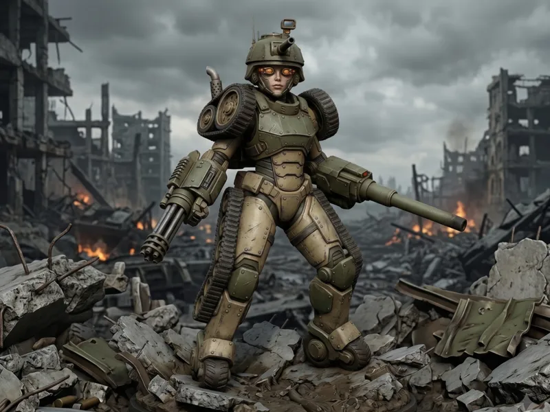 Heavy Armor Tank Woman Statue
