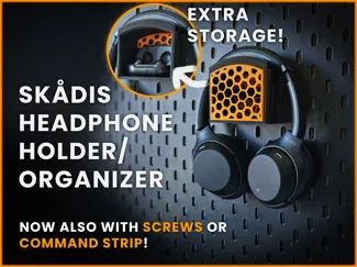 Headphone Holder & Organizer IKEA Skådis or Wall