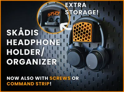 Headphone Holder & Organizer IKEA Skådis or Wall