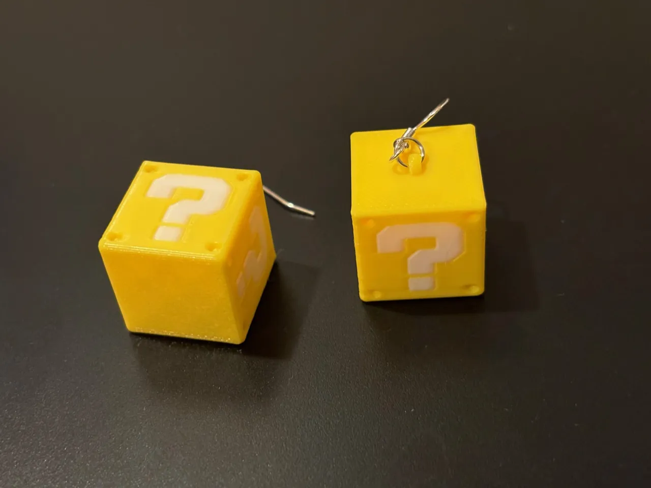 Super Mario Question Mark Cube Earrings view 2
