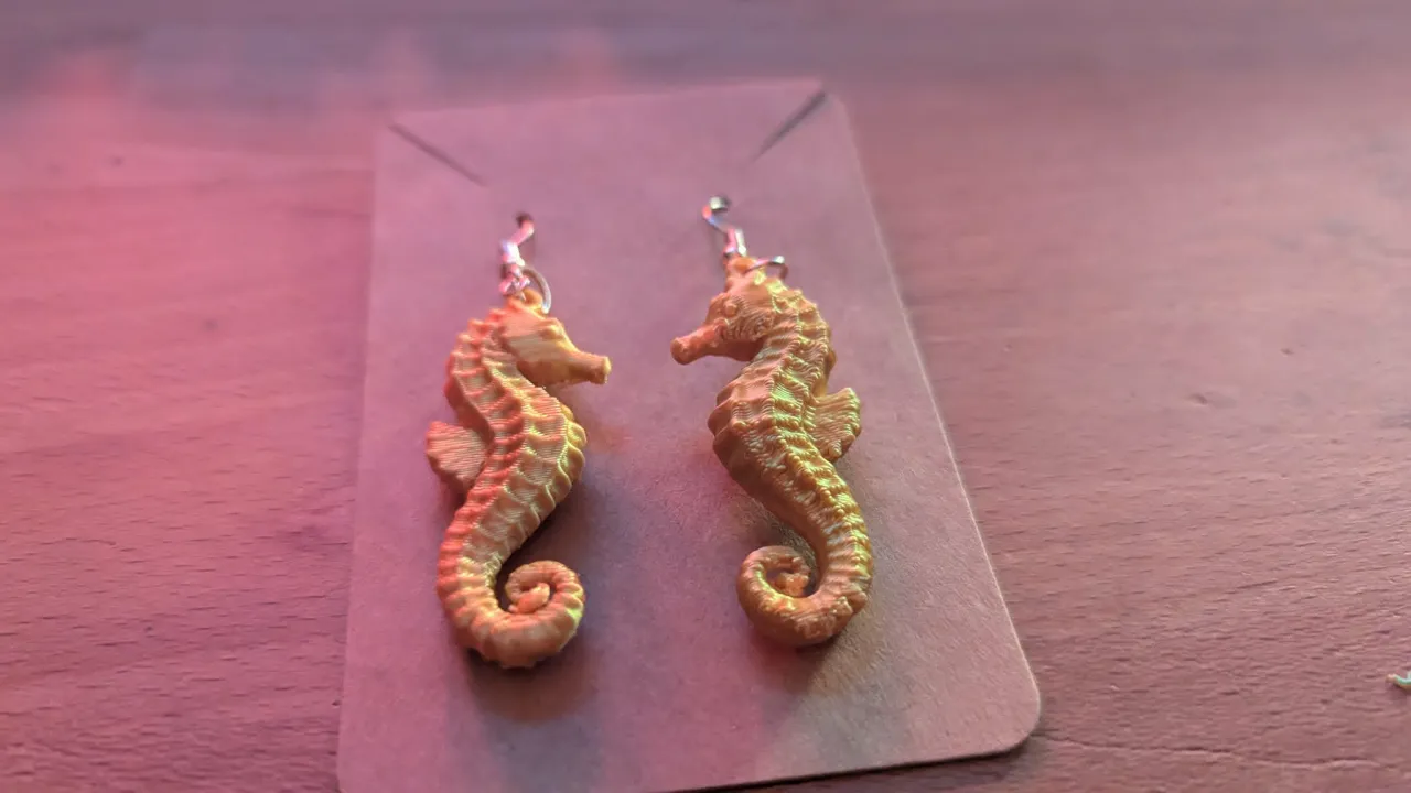 Golden Seahorse Earrings view 3