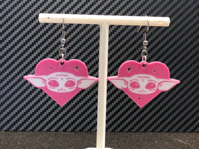 Baby Yoda heart earrings