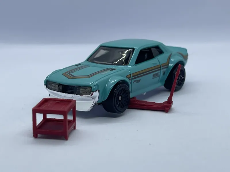 Car jack, Shop cart, oil barrel 1/64 diecast 