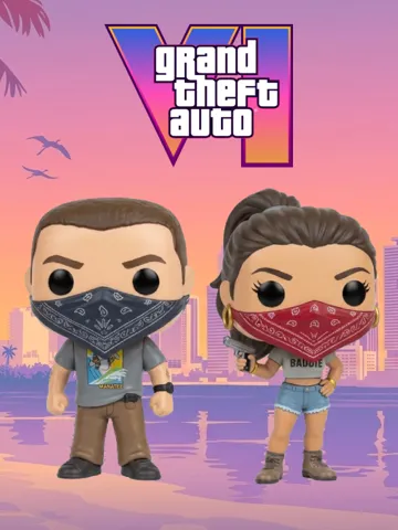 Letrero o emblema decorativo: GTA 6 Funko Pop Jason & Lucia — vista de referencia 2