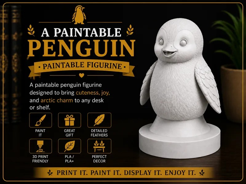 Paintable Penguin Figurine – Cute Bird Decor