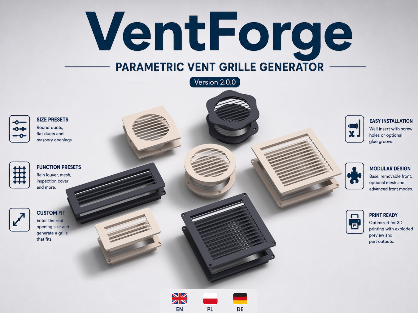 VentForge - Parametric Vent Grille Generator