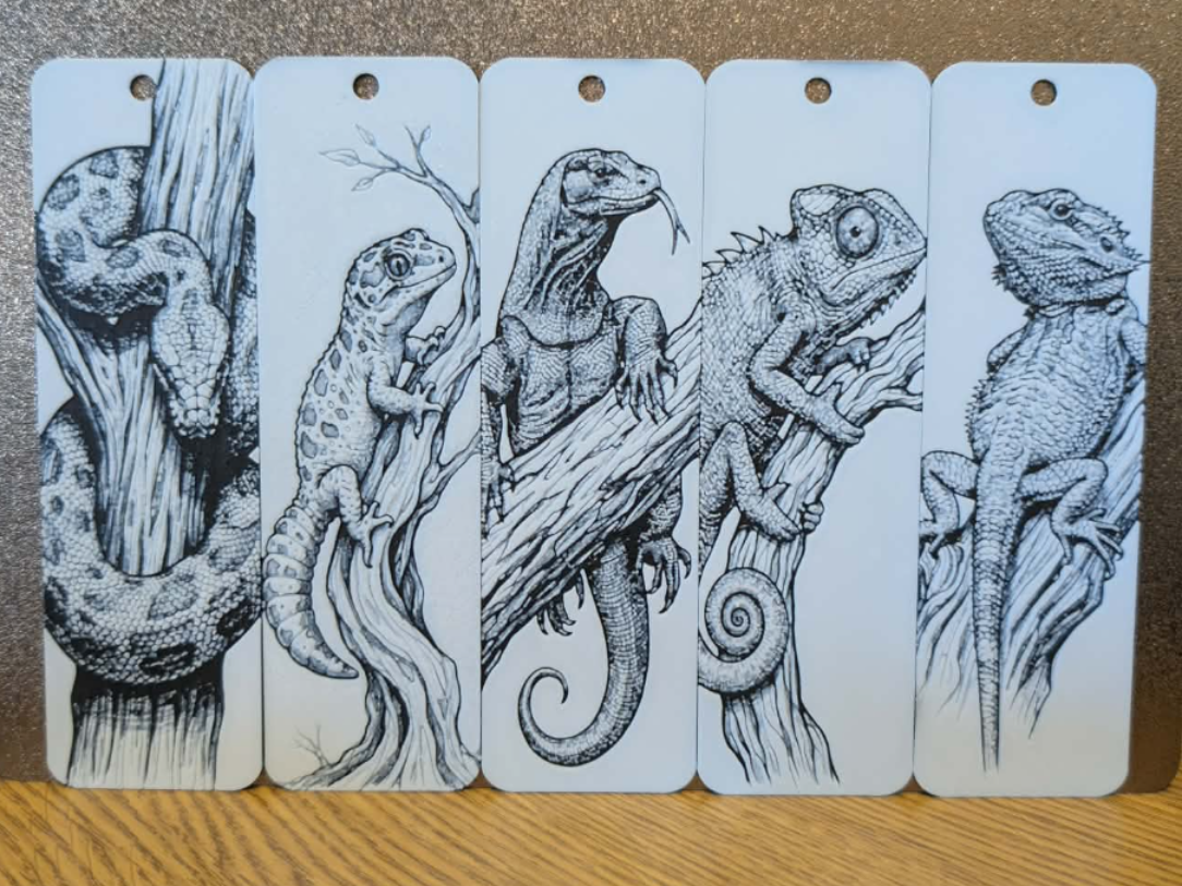 Reptile world - Bookmarks - 2 colours - set of 5