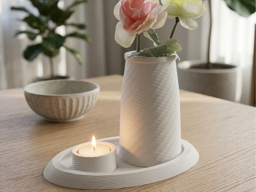 Modern Waterproof Vase Set + Tray & Candle Holder