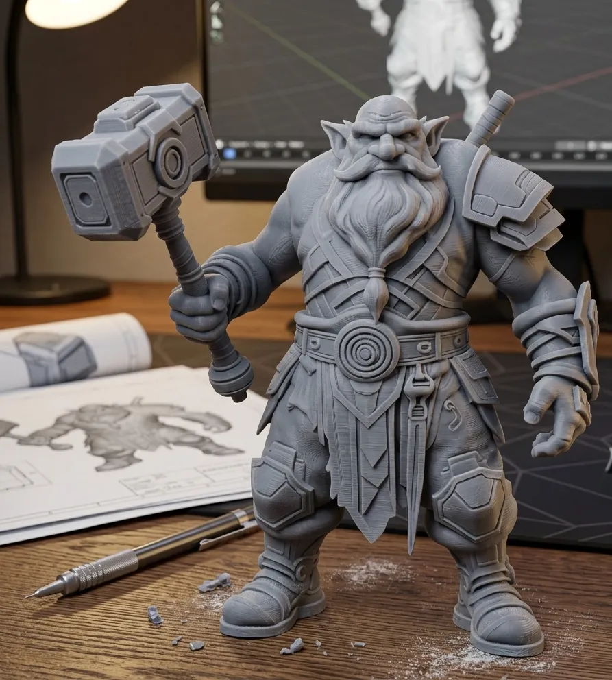 dwarf warrior from the future with a hammer - Free 3D Print Model ...